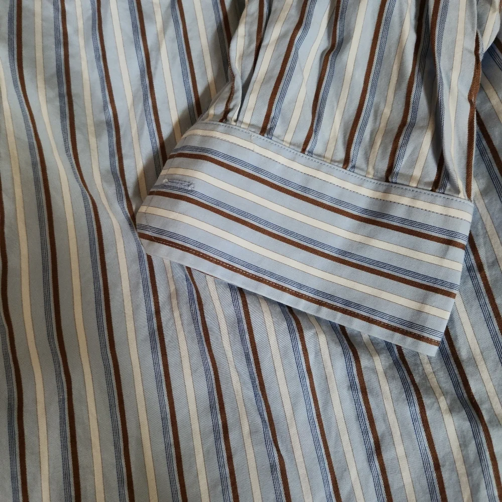 Banana Republic Men’s Button Down Shirt Large Blue Brown Stripe 16–16.5